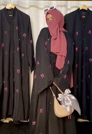 pink bow abaya latest new design