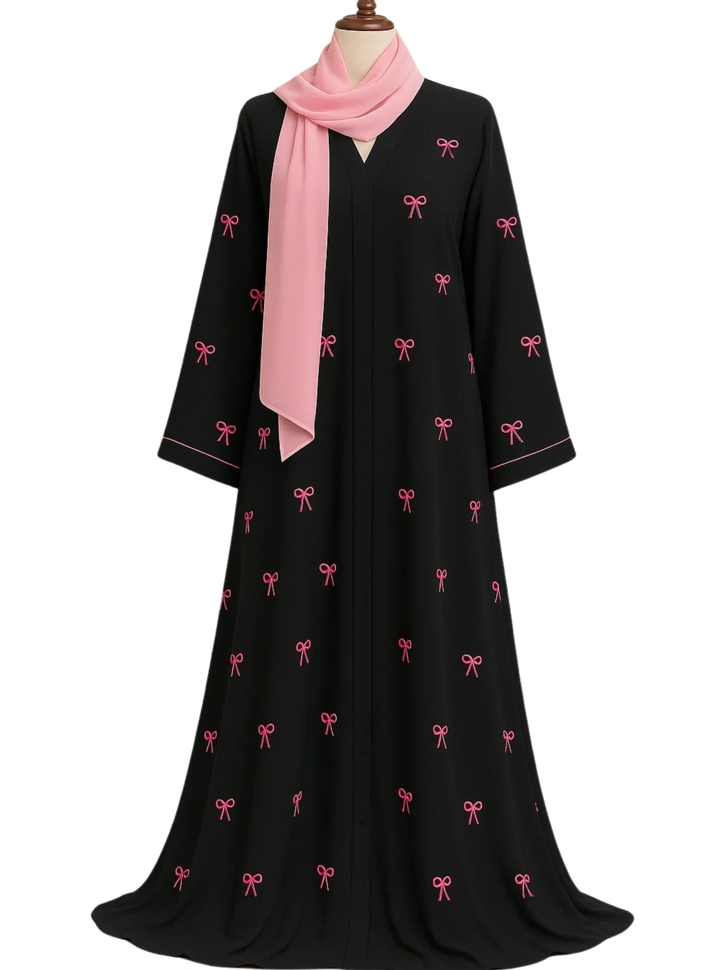 pink bow abaya latest new design