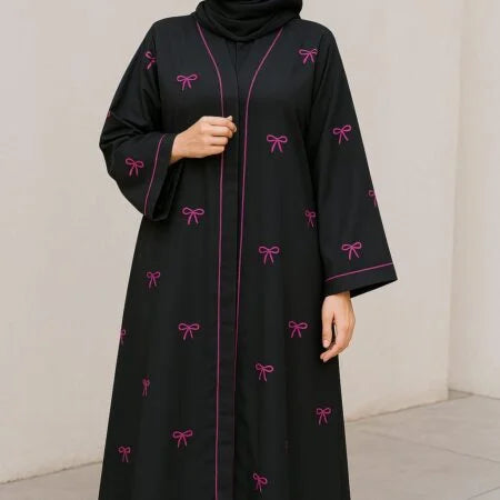 pink bow abaya latest new design