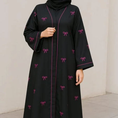 pink bow abaya latest new design